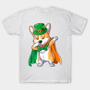 Dabbing Corgi St Patricks Day Boys Leprechaun Irish T-Shirt